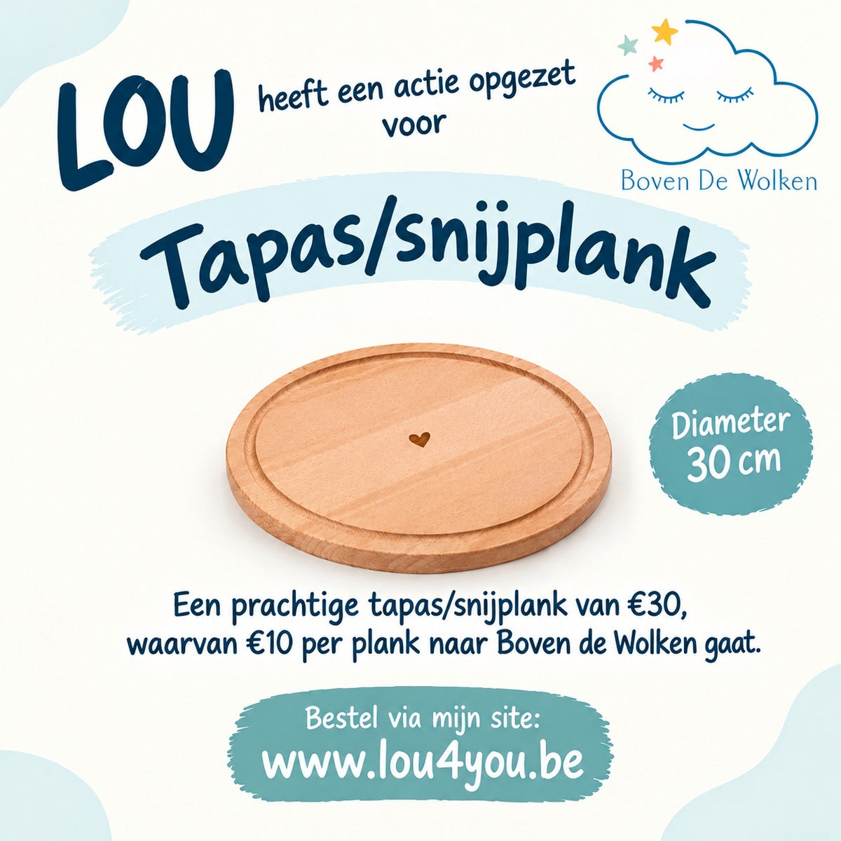 Tapas/snijplank ten voordele van Boven de Wolken